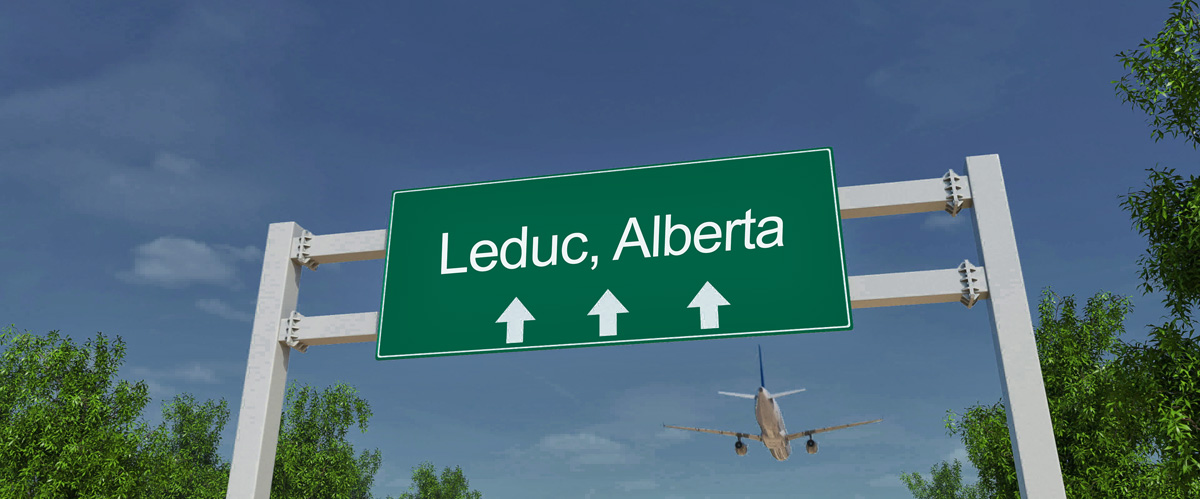photo mockup of a sign in Leduc welcoming people to it's wonderful city